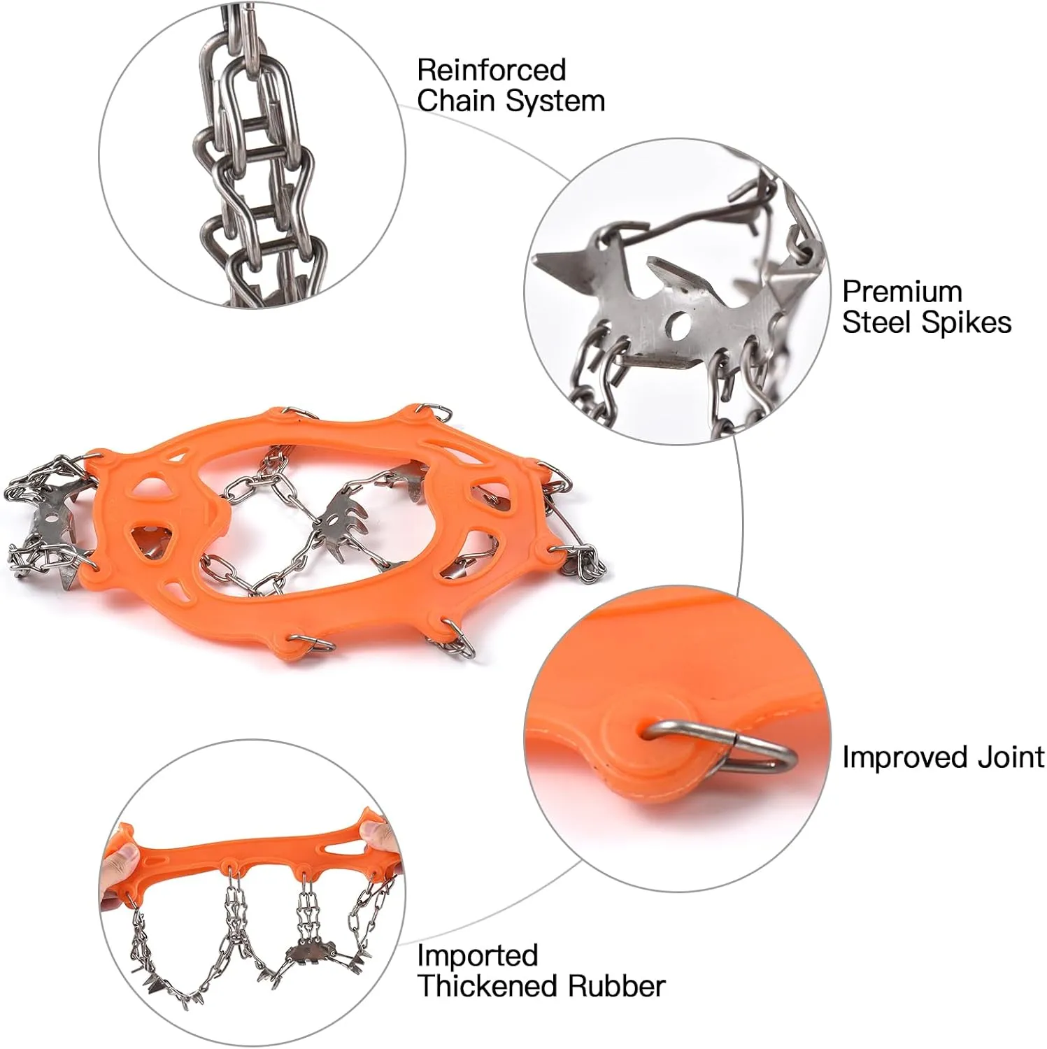 Crampons for Shoes, Ice Cleats Traction 201 Stainless Steel 24 Spikes Grippers for Walking Jogging Hiking
