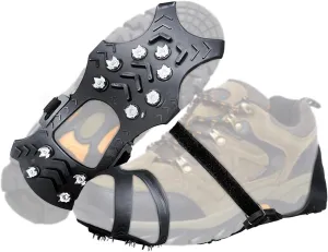 Crampons Ice Cleats for Shoes and Boots, Ice Snow Grip with Stainless Steel Spikes Anti-Slip, Traction Cleats Grips with Straps Women Men Shoes for Walking, Climbing, Hiking, Ice Fishing