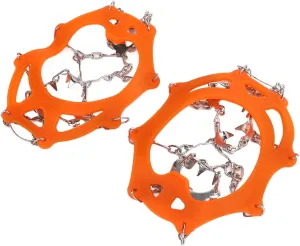 Crampons Made of Stainless Steel with 19 Teeth, Nonslip TPEstig Iron Ice Cream Traction for Hiking Shoes, Orange, with High Flexibility, Bang Frame, Adaptability and