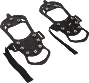 Crampons Spikes,1pair 10Teeth Rubber Foldable Ice Cleats Non Slip Stainless Steel Gripper Spikes for Rock Climbing