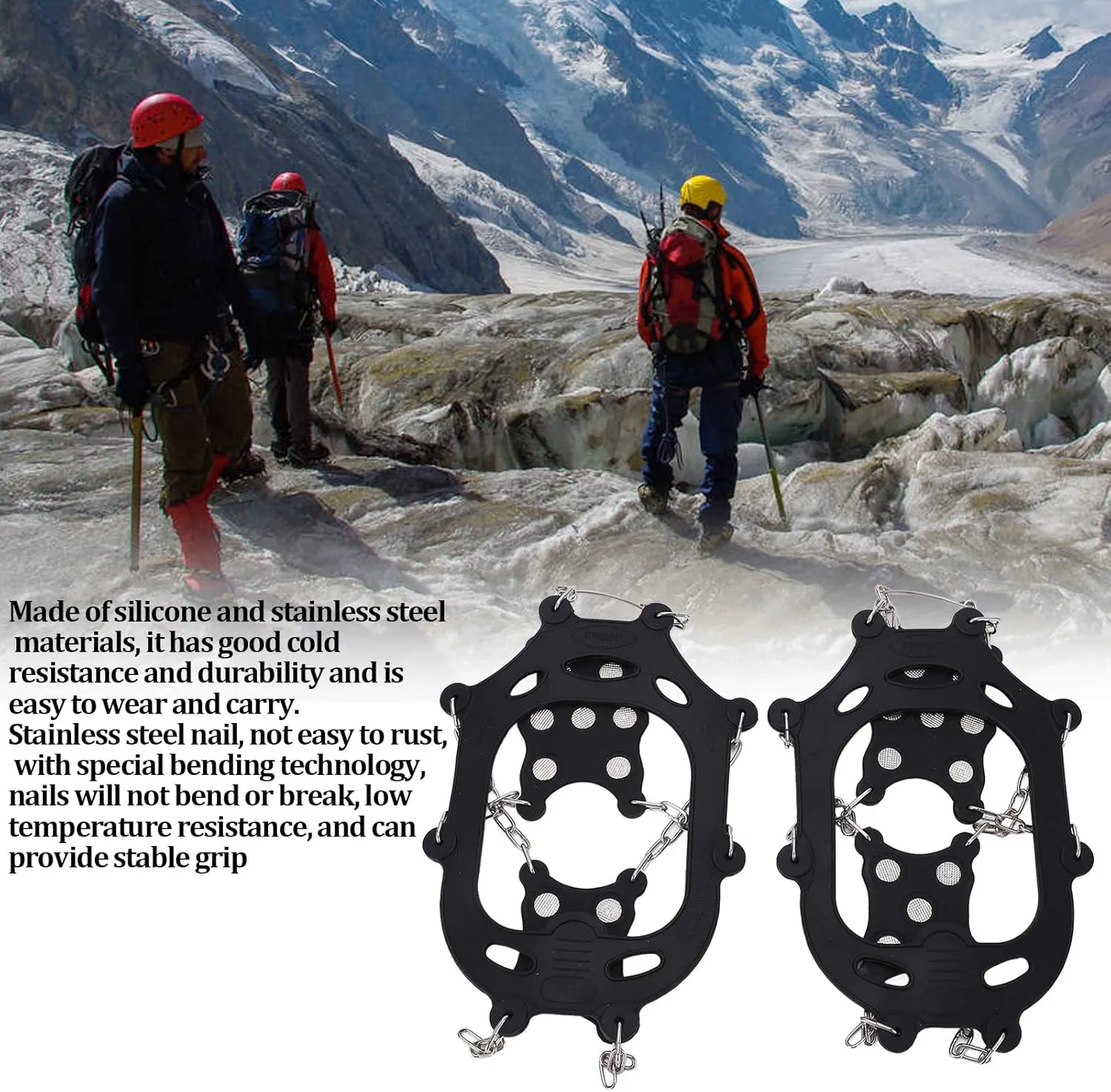 Crampons, Stainless Steel Ice Cleats for Ice Grip and Stability in Outdoor Winter Activities