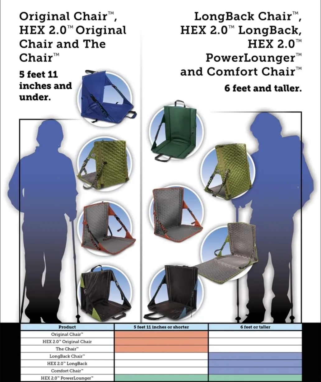 Crazy Creek Original LongBack Chair, Portable Chair for Camping and Stadiums, High Density Foam Cushion, Comfortable and Adjustable Back Support, Lightweight and Foldable,Forest Green