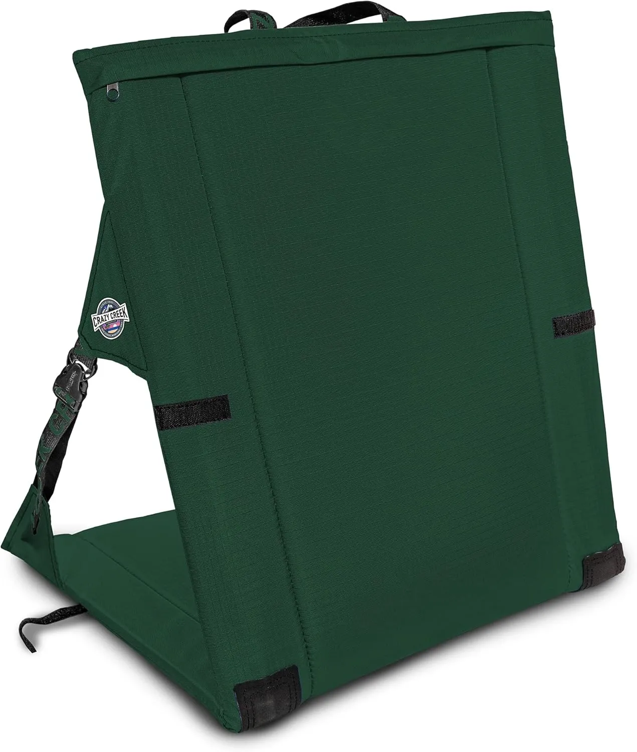 Crazy Creek Original LongBack Chair, Portable Chair for Camping and Stadiums, High Density Foam Cushion, Comfortable and Adjustable Back Support, Lightweight and Foldable,Forest Green