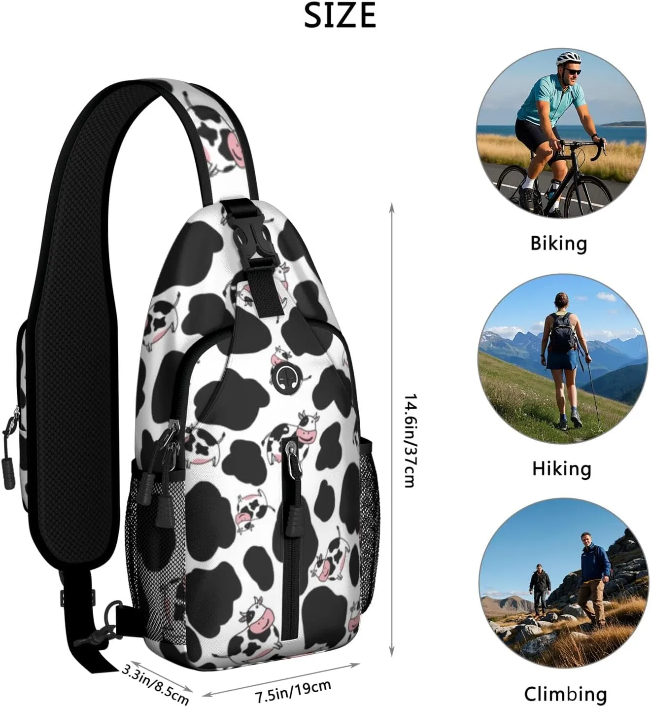 Crossbody Sling Backpack Mini Water Resistant Sling Bag - Adjustable Chest Strap Backpack for Outdoor Hiking Cycling