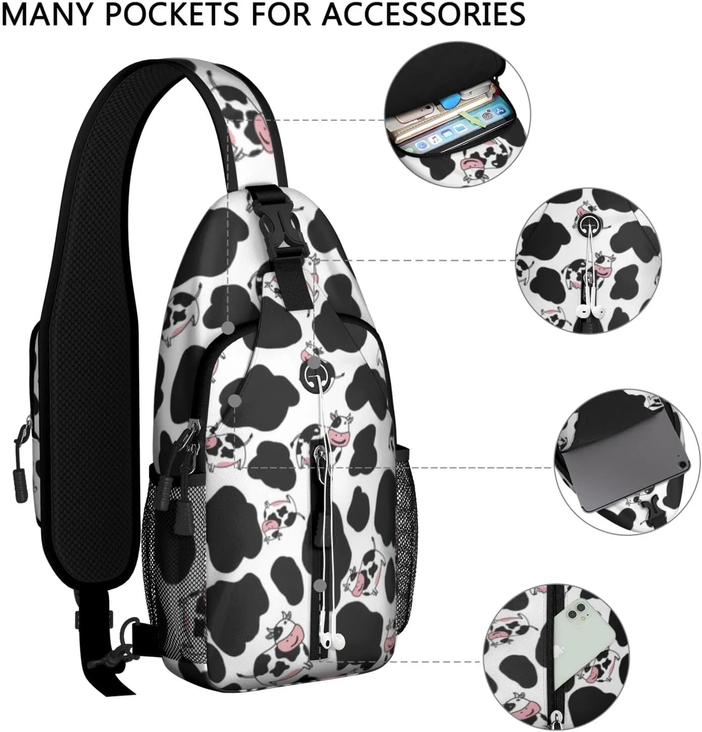 Crossbody Sling Backpack Mini Water Resistant Sling Bag - Adjustable Chest Strap Backpack for Outdoor Hiking Cycling