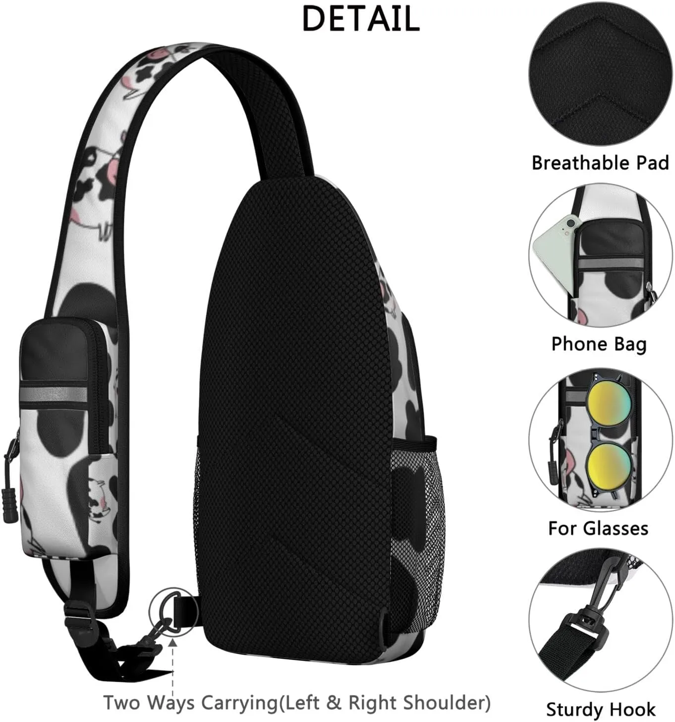 Crossbody Sling Backpack Mini Water Resistant Sling Bag - Adjustable Chest Strap Backpack for Outdoor Hiking Cycling