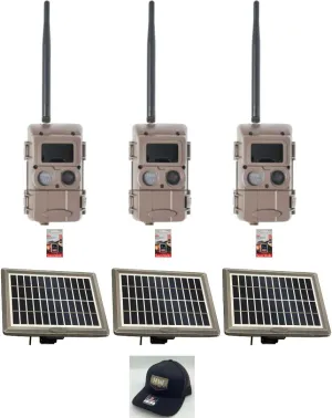 Cuddeback 3 Blackflash L Series Cameras 3 Solar Power Banks Model PW 3600 3 16 GB SD Cards 1 Hunters Warehouse Hat