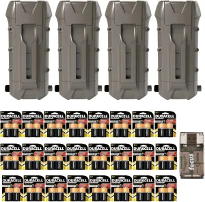 Cuddeback CuddeLink Dual Power Bank 4-Pack with Batteries and Card Reader Bundle for J, G, or Dual Cell Cameras. Extends your trail cams' runtime up to 9 months or longer. (29 Items)