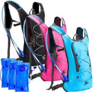 Cunno 3 Pcs Hydration Backpack with 3 Pcs 2l Water Bladder Water Backpack Hydration Pack for Camping Hiking Cycling Running Climbing Biking