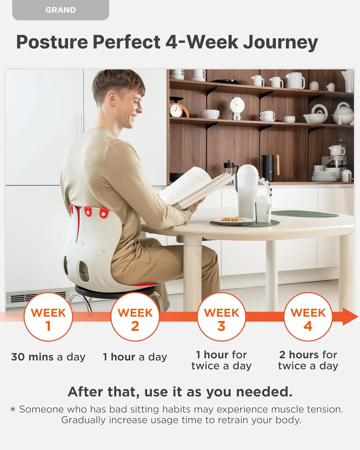 curble Grand(Extra Wide & Sturdy) – Ergonomic Back and Lumbar Support for Good Posture Correction and Back Pain Relief, Perfect for Office, Floor Seat, and Work from Home, Patented (Red)