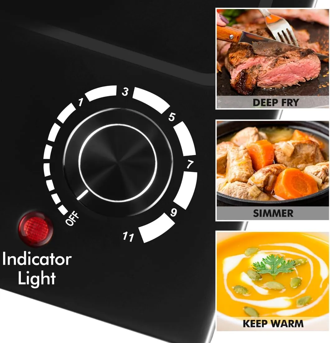 CUSIMAX Hot Plate, Single Burner Electric Cooktop, 1500W Electric Burner Hot Plate for Cooking with Adjustable Temperature, Portable Countertop Burner Stainless Steel, Black, New Model