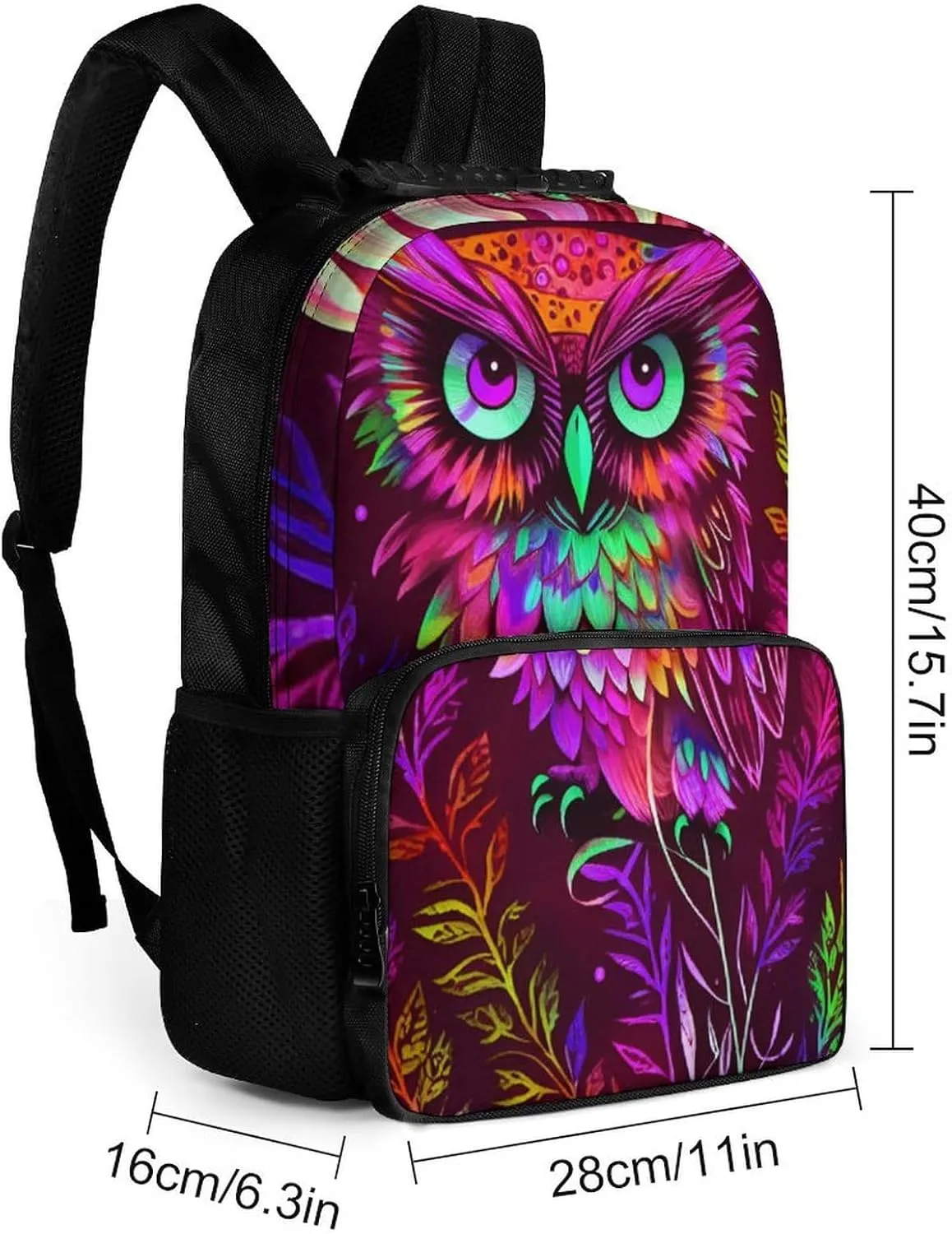 Cute Abstract Owl Psychedelic Art Rucksacks Lightweight Multipurpose Anti-Theft Shoulder Bag Big Capacity Traveling & Camping Backpack With Side Pockets