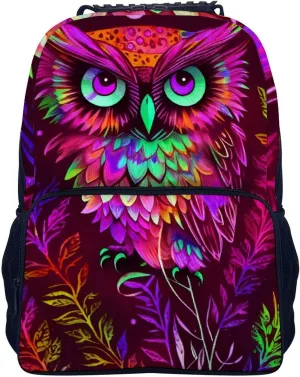 Cute Abstract Owl Psychedelic Art Rucksacks Lightweight Multipurpose Anti-Theft Shoulder Bag Big Capacity Traveling & Camping Backpack With Side Pockets