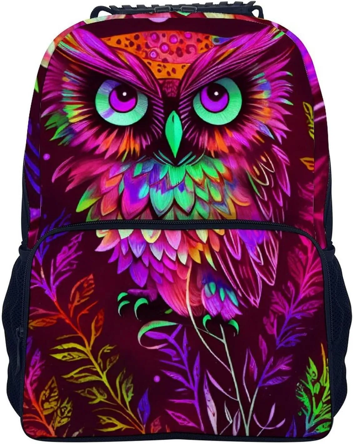 Cute Abstract Owl Psychedelic Art Rucksacks Lightweight Multipurpose Anti-Theft Shoulder Bag Big Capacity Traveling & Camping Backpack With Side Pockets