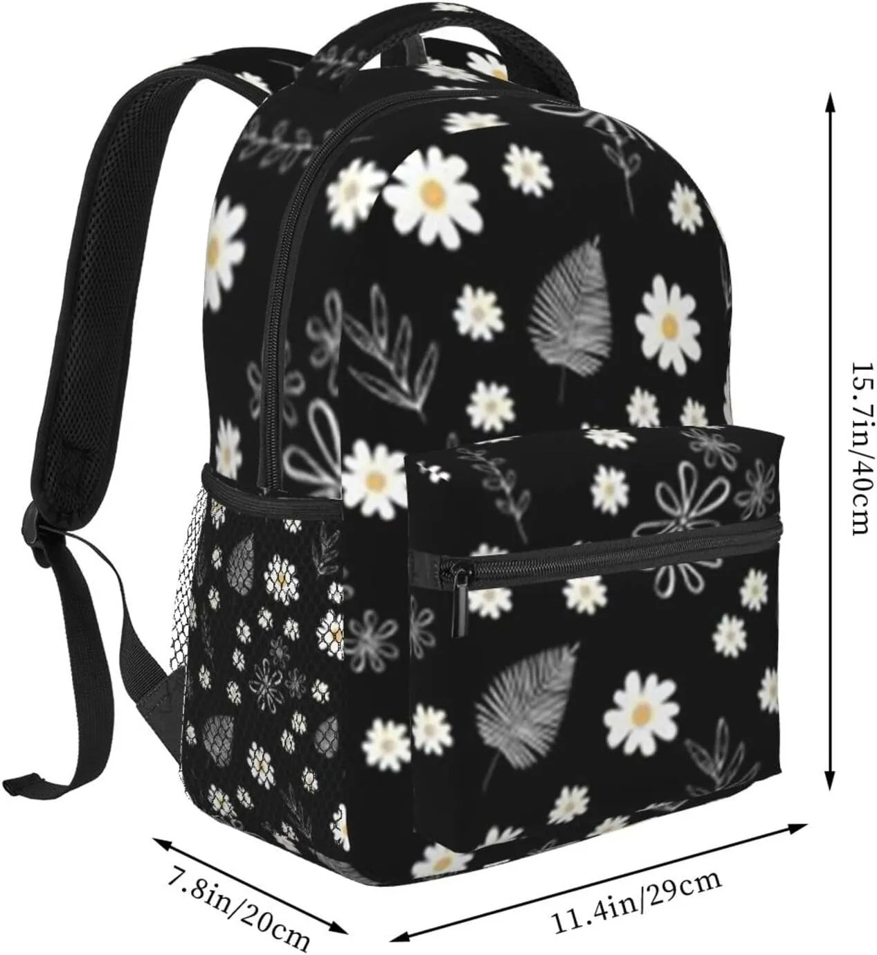 D-aisy Casual Student Backpack With Adjustable Shoulder Straps And Cushioned Back For Comfort Black