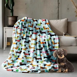 Dachshund Gifts: Cute Wiener Dog Throw Blanket for Girls & Boys - 60"x50" Dachshund Decor Fleece Flannel Lightweight Blanket for Puppy Dog Lovers