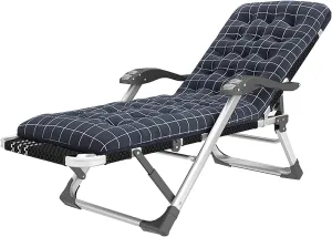 Deck Chair Recliner,Folding Single Lunch Break Bed,Adjustable Home Backrest Lounge Chair,Portable Multi-Function Beach Sun Lounger,with Cotton Pads(F)