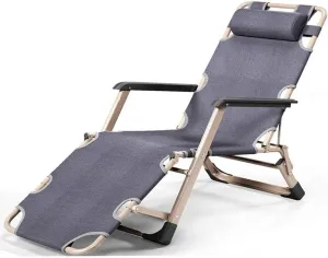 Deck Chair Recliners Folding Recliner Portable Reclining Sun Lounger Outdoor Camping Chair-Grey Pearl Pad-Gray   Crystal Pad