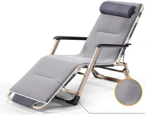 Deck Chair Recliners Folding Recliner Portable Reclining Sun Lounger Outdoor Camping Chair-Grey Pearl Pad-Grey 4d Breathable Cushion