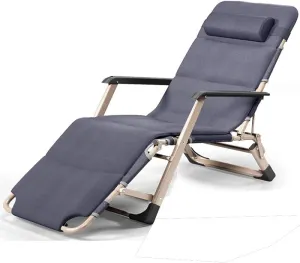 Deck Chair Recliners Folding Recliner Portable Reclining Sun Lounger Portable Outdoor Camping Chair-Grey Pearl Pad-Gray
