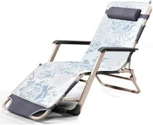 Deck Chair Recliners Folding Recliner Portable Reclining Sun Lounger Portable Outdoor Camping Chair-Grey Pearl Pad-Grey   Ice Silk Cotton Pad