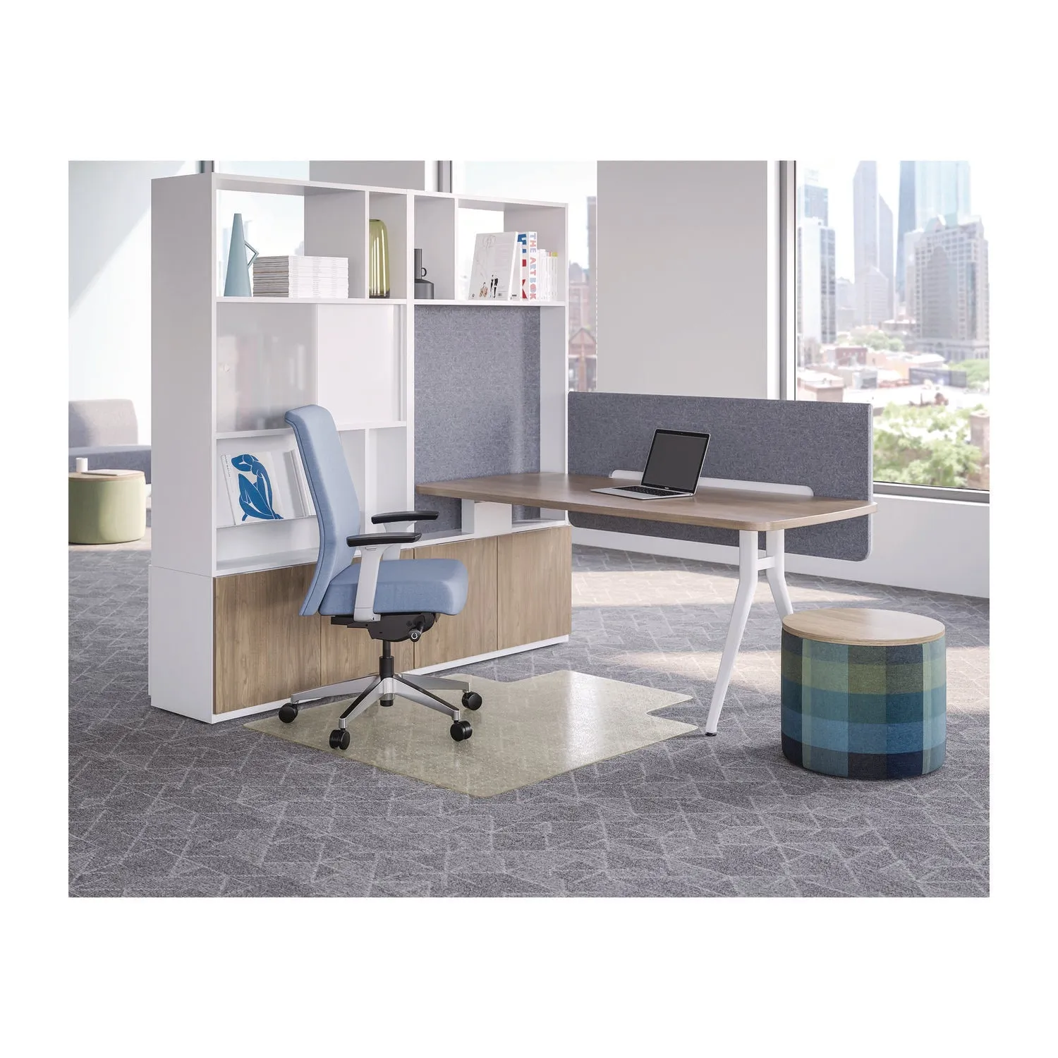 deflecto® Oceanmat Carpet Chair Mat, 45 x 53, Lipped, Clear