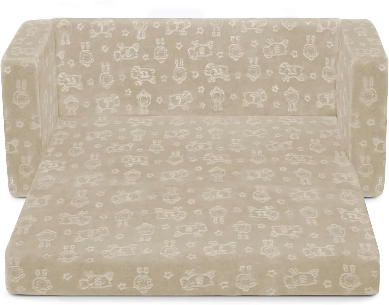 Delta Children Serta Perfect Sleeper Extra Wide Convertible Sofa to Lounger - Comfy 2-in-1 Flip Open Couch/Sleeper for Kids, Cream