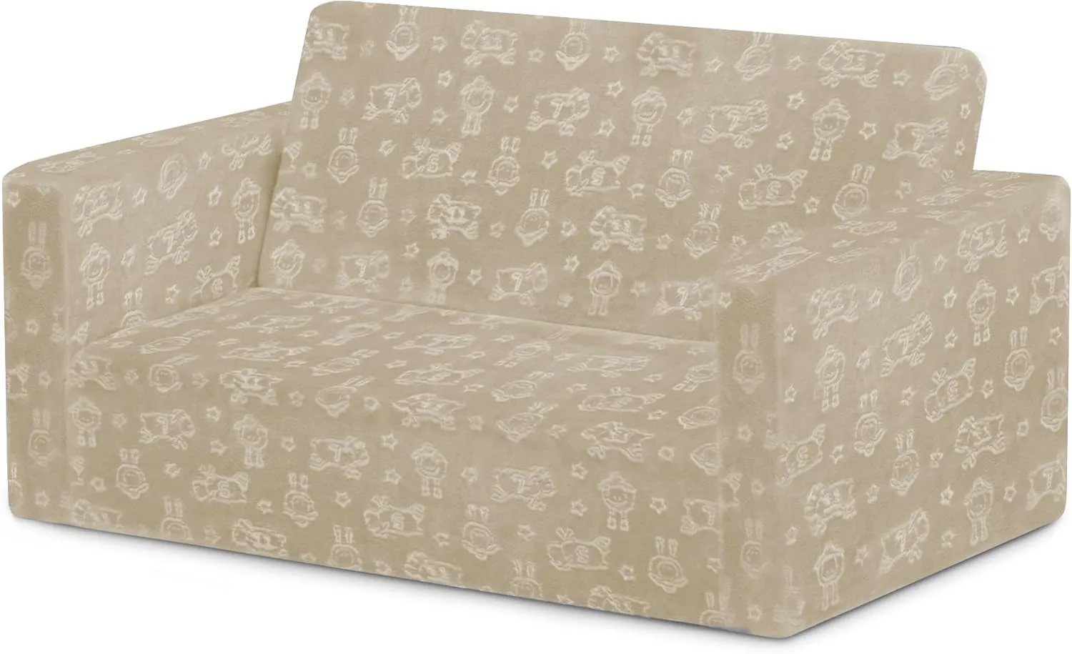 Delta Children Serta Perfect Sleeper Extra Wide Convertible Sofa to Lounger - Comfy 2-in-1 Flip Open Couch/Sleeper for Kids, Cream