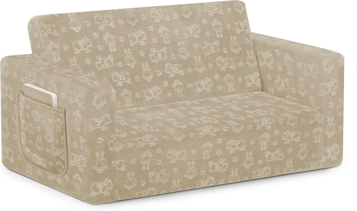 Delta Children Serta Perfect Sleeper Extra Wide Convertible Sofa to Lounger - Comfy 2-in-1 Flip Open Couch/Sleeper for Kids, Cream