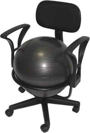 Deluxe Office Ball Chair, ergonomic chair, lockable wheels, with armrest, lower back support, phthalates-free ball, 16" arm rest to arm rest