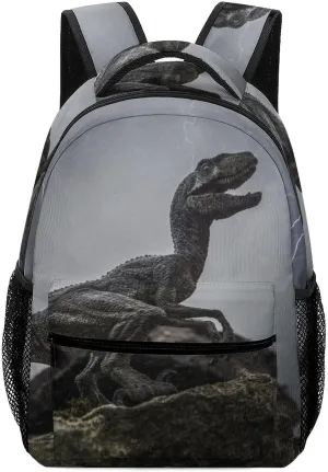 Dinosaur Meteor Thunder Backpack Large computer Bags with Chest Strap,Lightweight Casual Daypack for Women Men Hiking Travel Work and Business 16 Inch