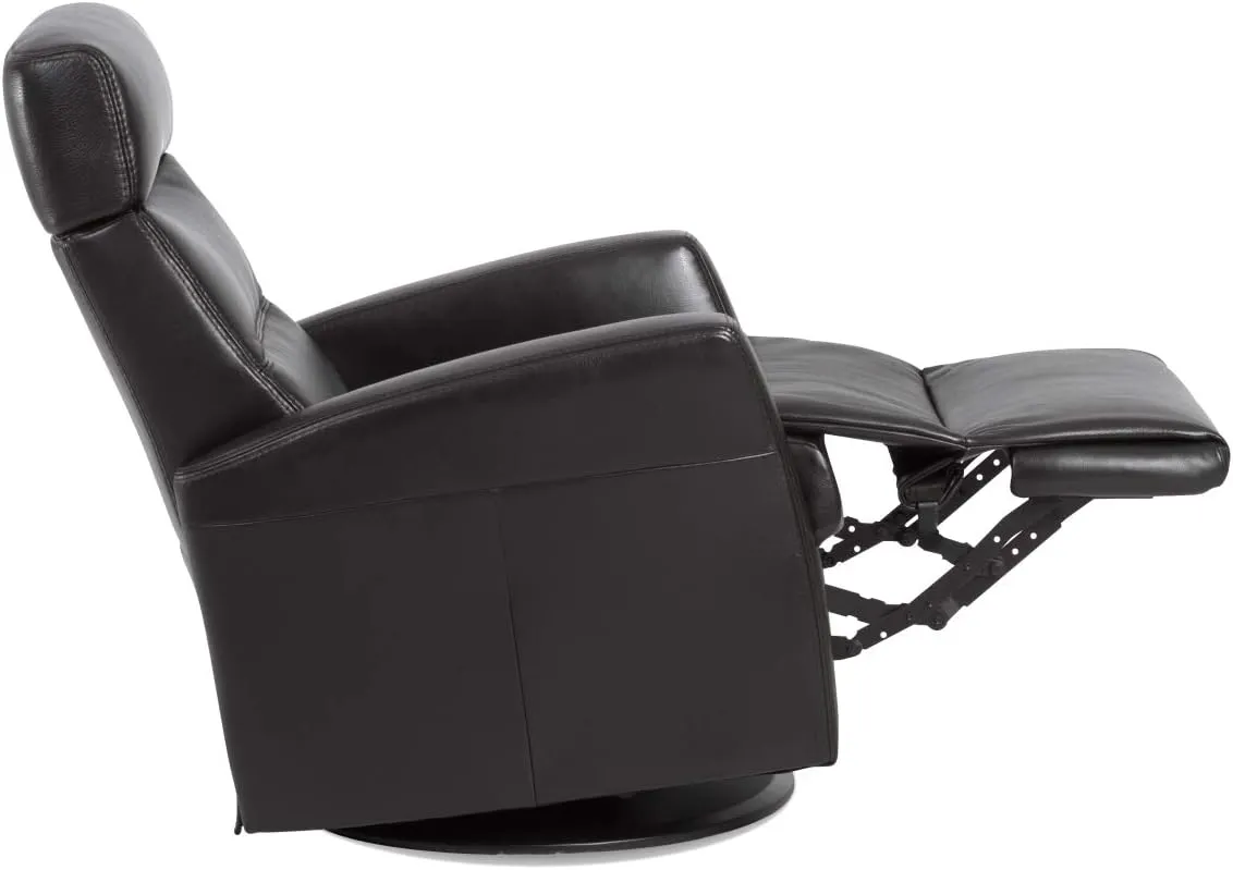 Divani RG 325 Large Glider Relaxer Rocking Recliner Swivel Chair - Trend Smoke Leather Manual Recline - Adjustable Headres