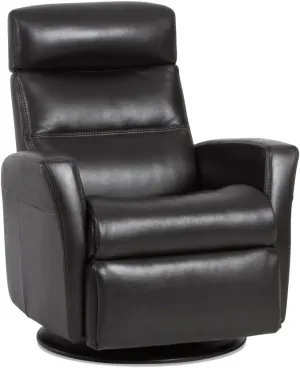 Divani RG 325 Large Glider Relaxer Rocking Recliner Swivel Chair - Trend Smoke Leather Manual Recline - Adjustable Headres
