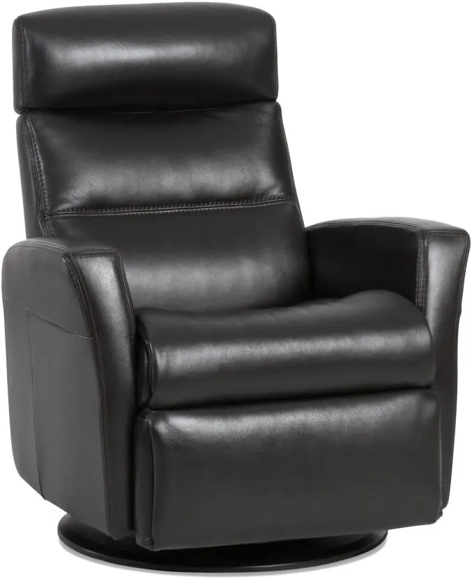 Divani RG 325 Large Glider Relaxer Rocking Recliner Swivel Chair - Trend Smoke Leather Manual Recline - Adjustable Headres