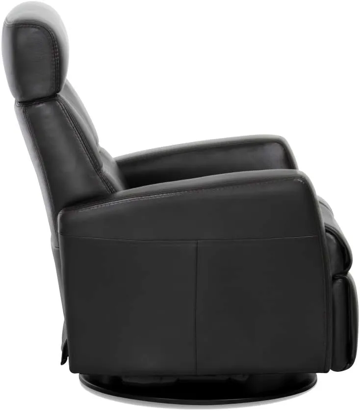 Divani RG 325 Large Glider Relaxer Rocking Recliner Swivel Chair - Trend Smoke Leather Manual Recline - Adjustable Headres
