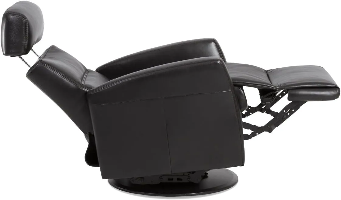 Divani RG 325 Large Glider Relaxer Rocking Recliner Swivel Chair - Trend Smoke Leather Manual Recline - Adjustable Headres