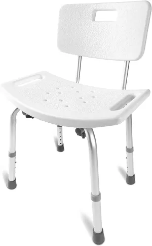 DMI Shower Chair Bath Seat for Tub or Shower Bench for inside shower, Made of Non Slip Aluminum with Plastic Seat, No Tools Needed, Adjustable Height, Holds Weight up to 300 Pounds, Bath Chair, White
