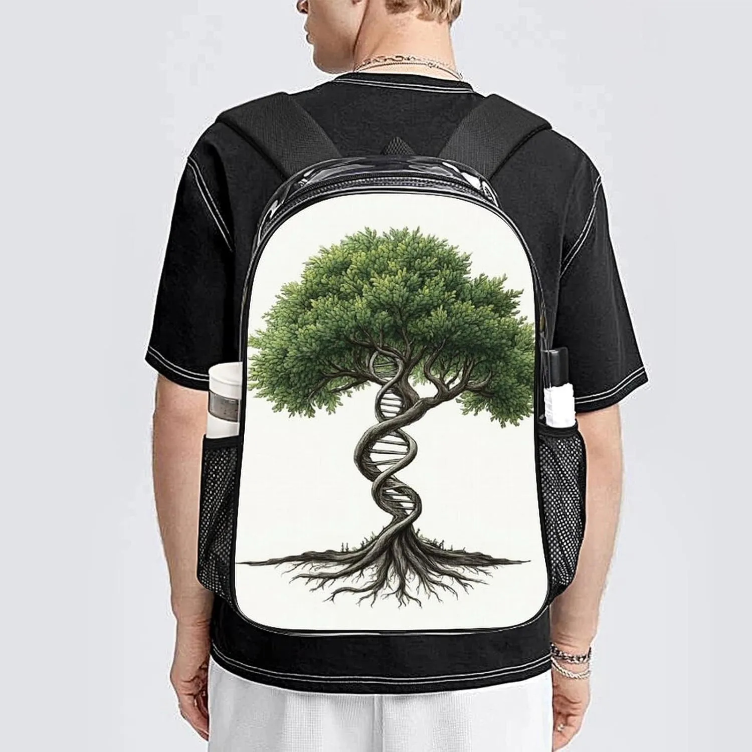 Dna Tree Of Life Rucksacks Lightweight Multipurpose Transparent Shoulder Bag Big Capacity Traveling & Camping Backpack With Side Pockets
