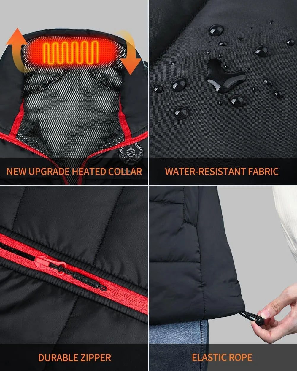 DOACE Heated Vest for Women and Men, Smart Electric Heating Vest Rechargeable, Battery Not Included