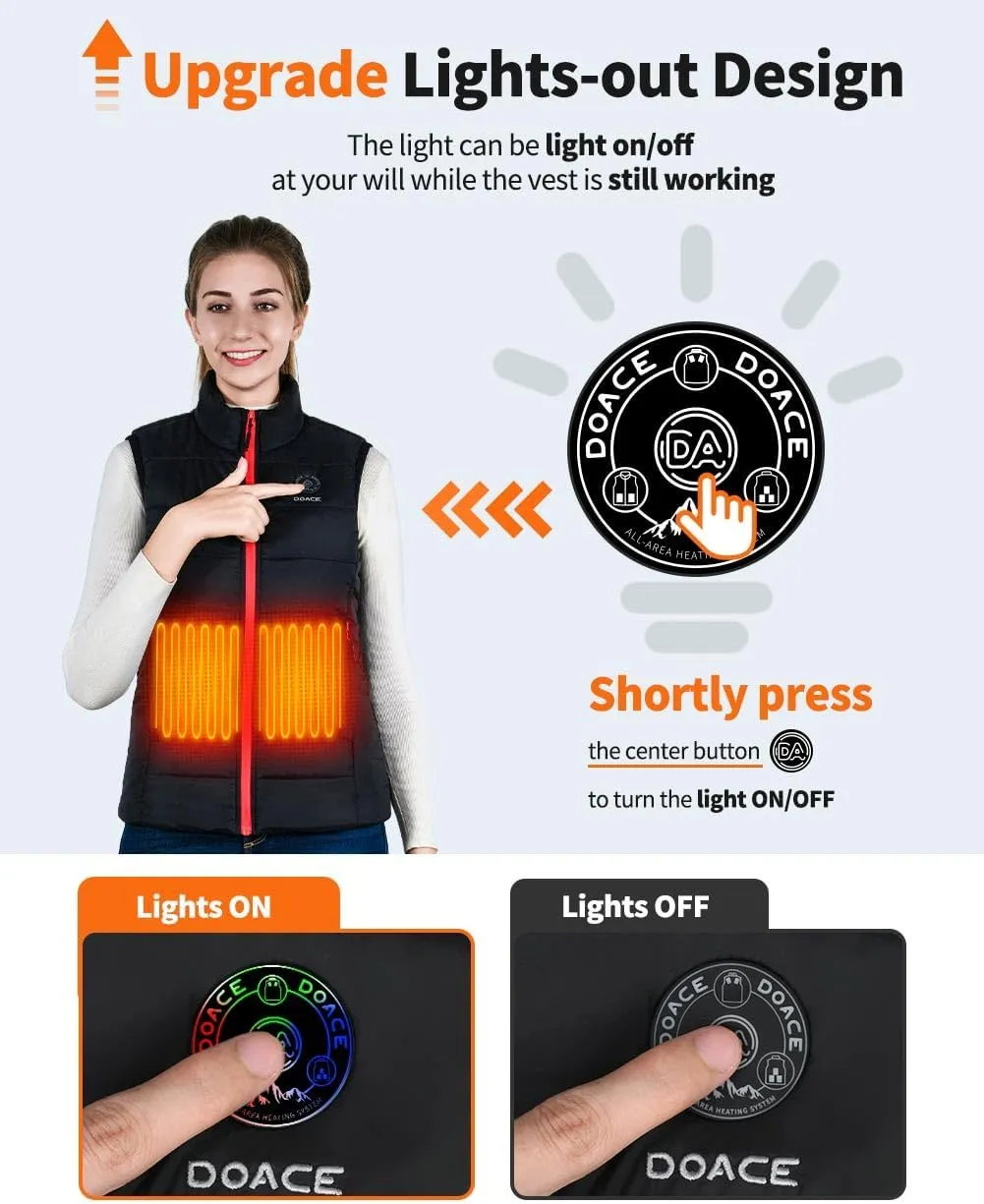 DOACE Heated Vest for Women and Men, Smart Electric Heating Vest Rechargeable, Battery Not Included
