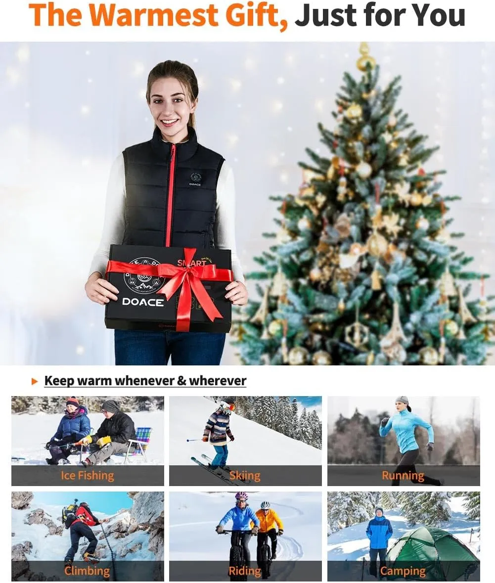 DOACE Heated Vest for Women and Men, Smart Electric Heating Vest Rechargeable, Battery Not Included