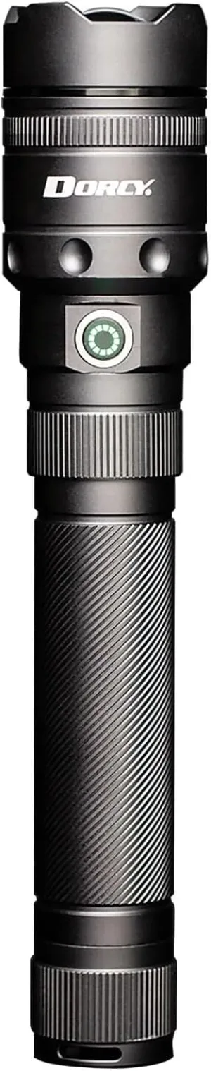 Dorcy 41-2611 4,000-Lumen Pro Water-Resistant Aluminum LED Rechargeable Flashlight with Built-in Power Bank,Gray