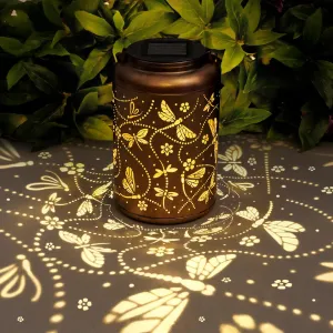 Dragonfly Solar Lanterns Outdoor Waterproof, Dragonfly Gardening Birthday Fathers Day Gifts for Dad Husband, Mom, Woman, Metal Decorative Hanging Lanterns Mothers Day Gifts for Yard/Garden Decor