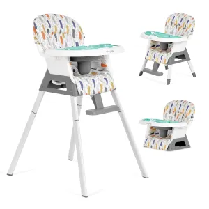 Dream On Me Curio Sit N Seek 3 in 1 Convertible Baby High Chair in Grey, Removable and Adjustable Tray, Portable High Chair, Adjustable Legs, Detachable Footrest, PU Fabric & 5 Point Safety Harness