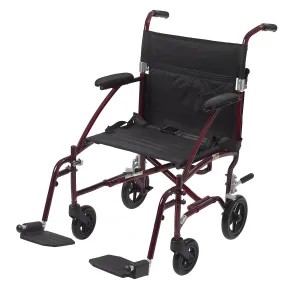 Drive dfl19-rd , Fly Lite Ultra Lightweight Transport Wheelchair, Burgundy