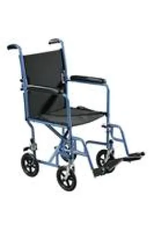 Drive Medical Transport Chair Steel Frame with Silver Vein Finish 250 lbs. Weight Capacity Padded Arm Black Upholstery, TR37E-SV