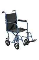 Drive Medical Transport Chair Steel Frame with Silver Vein Finish 250 lbs. Weight Capacity Padded Arm Black Upholstery, TR37E-SV