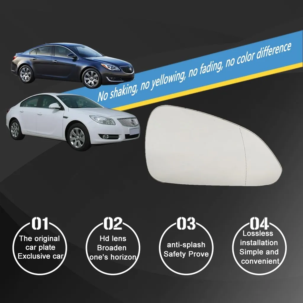 Driver Side Mirror Replacement Glass for Buick Regal 2011-2017, Automotive Exterior Heated Left Side View Mirror Glass for 2011 2012 2013 2014 2015 2016 2017 Buick Regal(SKOUIO 01-S)