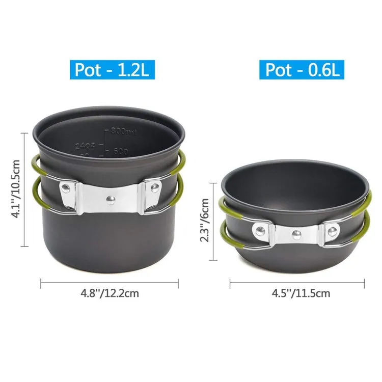 DS-101 Portable Outdoor Camping Cooking Set Picnic Boiler Cookware Combination (Black)
