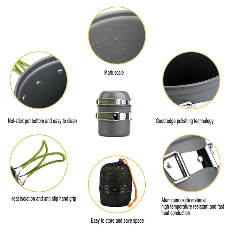 DS-101 Portable Outdoor Camping Cooking Set Picnic Boiler Cookware Combination (Black)